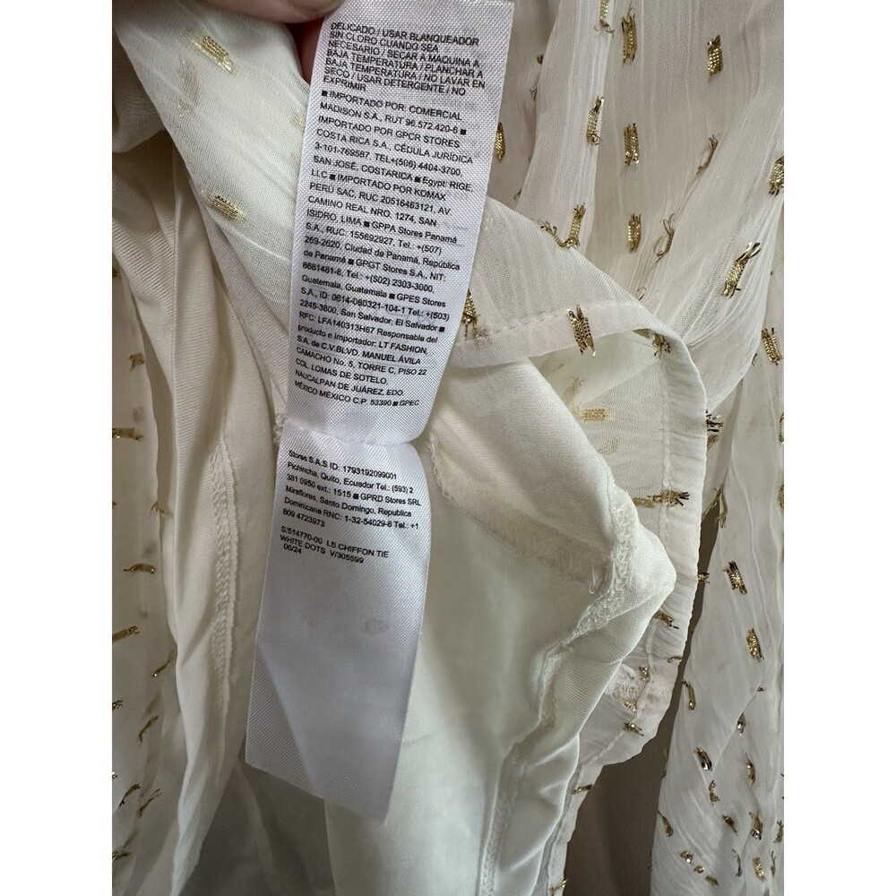 Old Navy‎ Women’s Small White & Gold Sparkly Boho Chiffon Blouse Top Holiday - Picture 6 of 9
